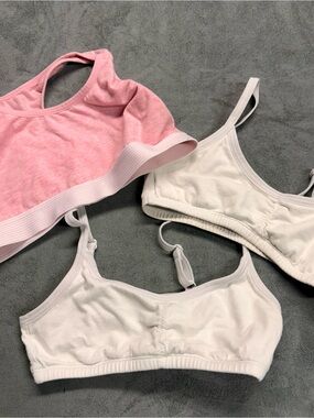 Joe Fresh Pink and White Girls' Sports Bra Trio - 8
